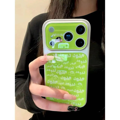 Cute Crayon Shin Phone Case For iPhone 17 16 15 Pro Max Mirror Back Cover