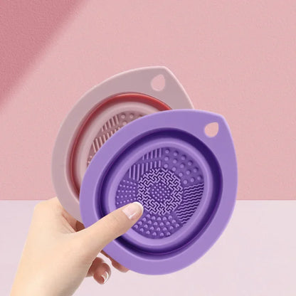 Silicone Makeup Brush Cleaner Folding Powder Puff Cleaning Bowl Eyeshadow Brushes Washing Soft Mat Beauty Tools Scrubber Box