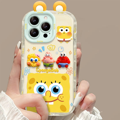 Sponge Mirror Phone Case for iPhone 17 Air 16 15 14 13 12 Pro Max Plus With Charm