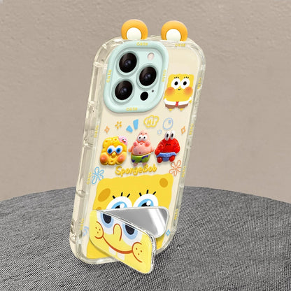 Sponge Mirror Phone Case for iPhone 17 Air 16 15 14 13 12 Pro Max Plus With Charm