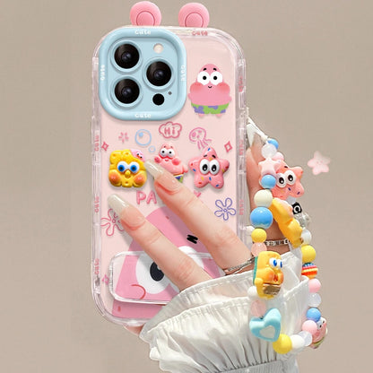 Sponge Mirror Phone Case for iPhone 17 Air 16 15 14 13 12 Pro Max Plus With Charm