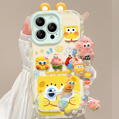 Sponge Mirror Phone Case for iPhone 17 Air 16 15 14 13 12 Pro Max Plus With Charm