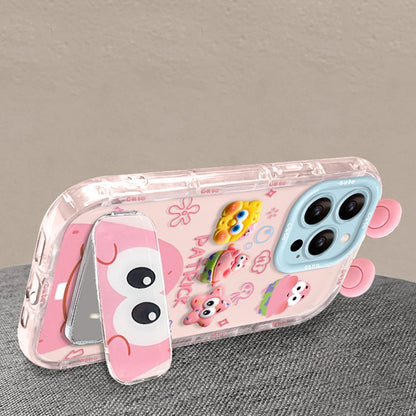 Sponge Mirror Phone Case for iPhone 17 Air 16 15 14 13 12 Pro Max Plus With Charm