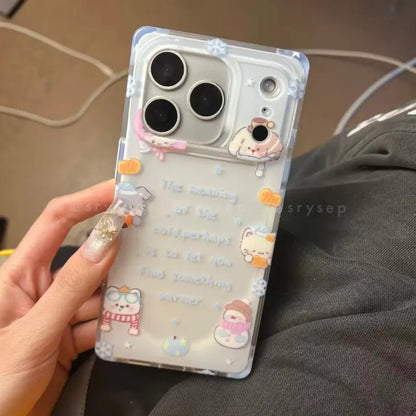 Square Cute Kitty Bow Phone Case For iPhone 17 16 15 14 13 12 11 Pro Max