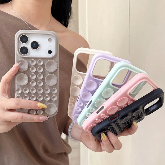 Suction Cup Stand Phone Case For iPhone 17 16 15 14 13 Soft Bumper