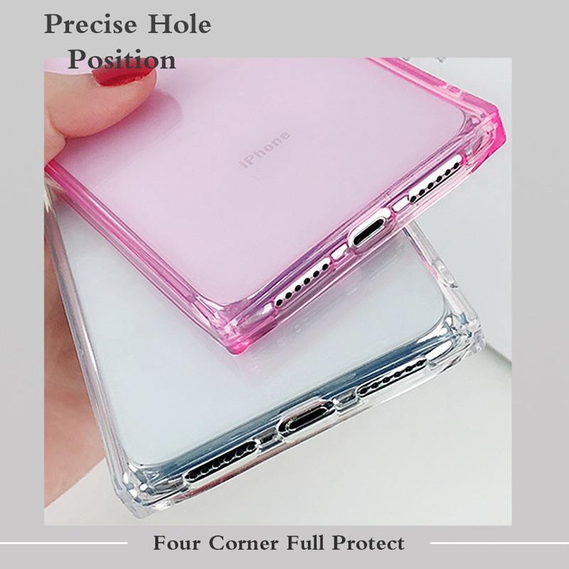 Square Silicone Transparent Clear Case for iPhone