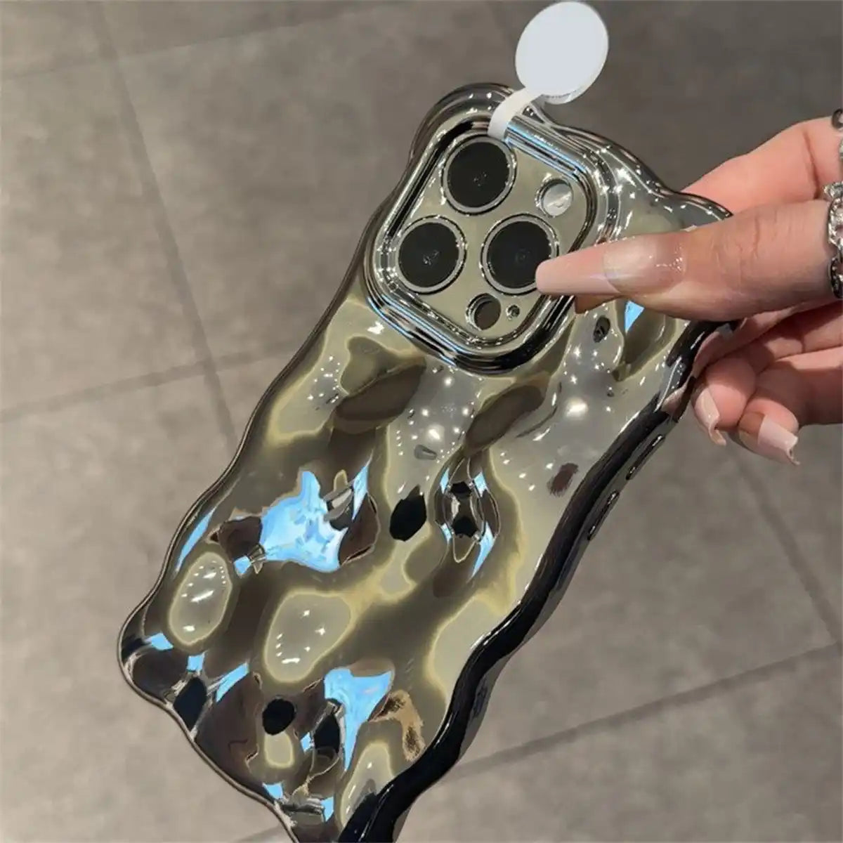 Wave Rippled Silver Shiny Phone Case For iPhone Charm Back Cover