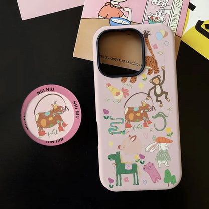 Zoo Art Design Matte MagSafe iPhone Case with Magnetic Phone Grip