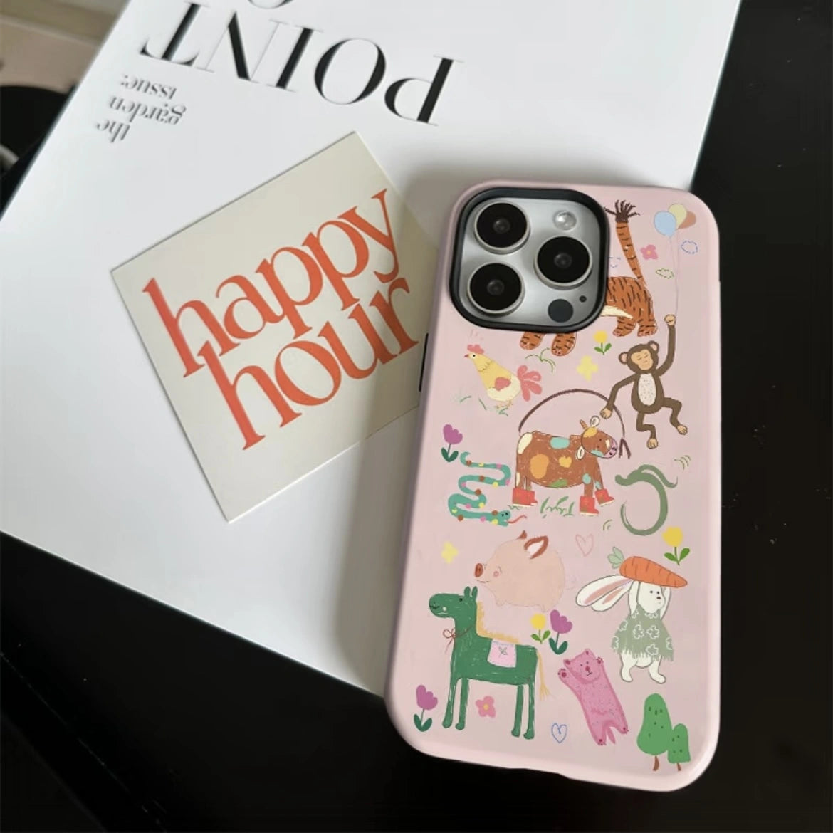 Zoo Art Design Matte MagSafe iPhone Case with Magnetic Phone Grip