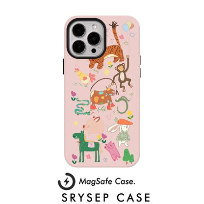 Zoo Art Design Matte MagSafe iPhone Case with Magnetic Phone Grip