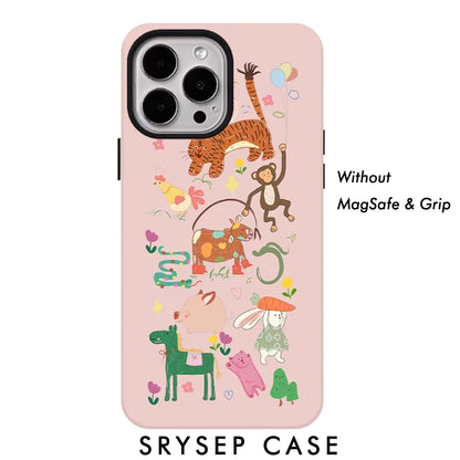 Zoo Art Design Matte MagSafe iPhone Case with Magnetic Phone Grip