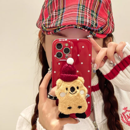 Christmas Polka Dot Plush Stand Phone Case