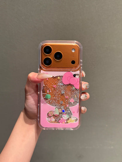 Kitty Bling Glitter Liquid Quicksand Clear Cute Kawaii Phone Case