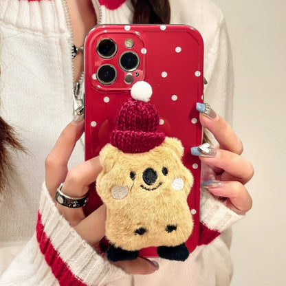 Christmas Polka Dot Plush Stand Phone Case