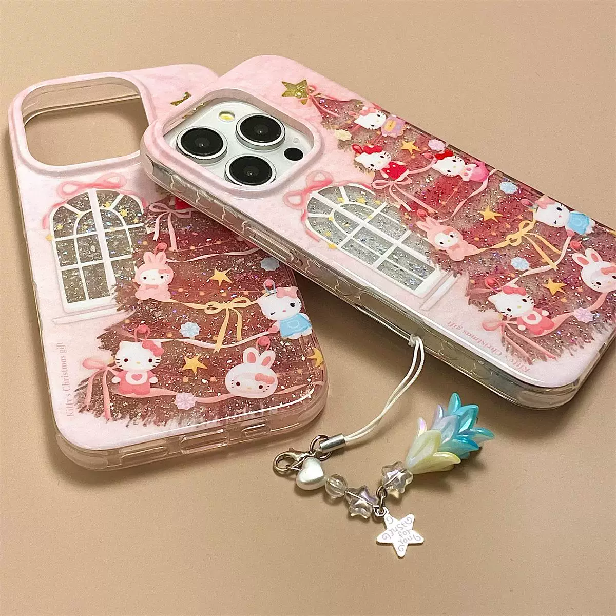 Girly Pink Glitter Christmas Tree Phone Case