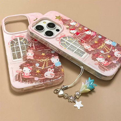 Girly Pink Glitter Christmas Tree Phone Case