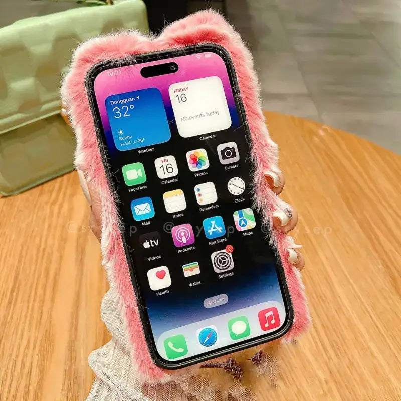 Cute Rabbit Velvet Plush Phone Case for iPhone