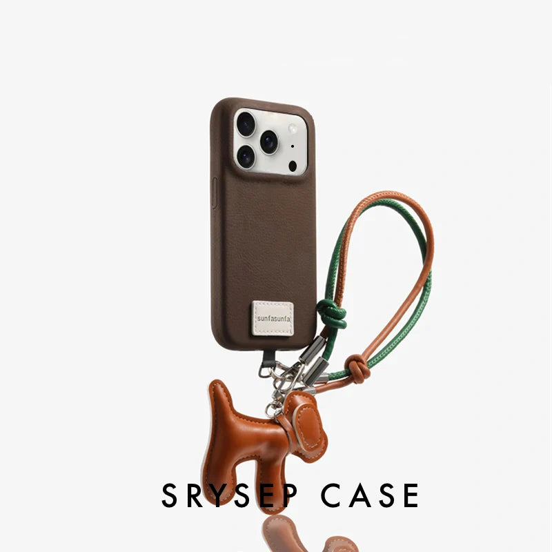 iPhone Lanyard Series | Genuine Leather Phone Case with Free Dachshund Pendant