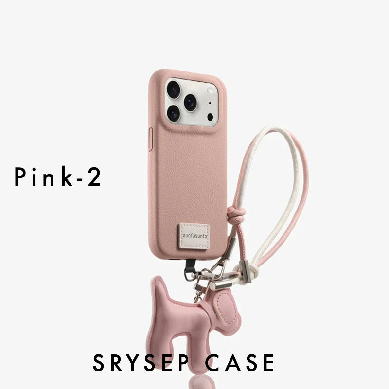 iPhone Lanyard Series | Genuine Leather Phone Case with Free Dachshund Pendant