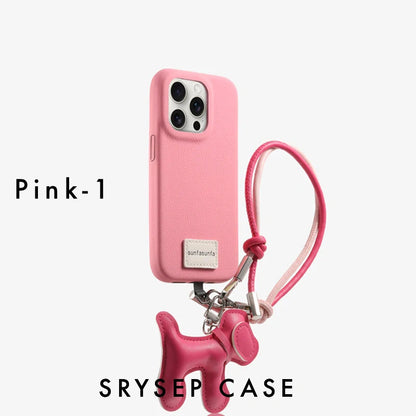 iPhone Lanyard Series | Genuine Leather Phone Case with Free Dachshund Pendant