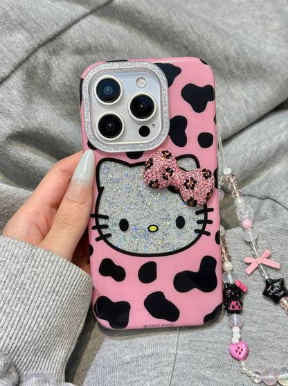 Kitty Pink Bow Tie Leopard Print Cute Kawaii Phone Case