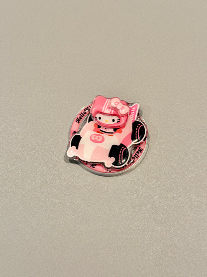 Kitty Pink Racing Glitter Cute Kawaii MagSafe Case + MagSafe Stand Holder / Phone Grip