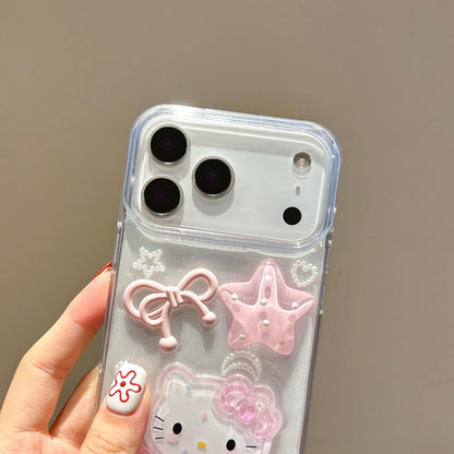 Coque de téléphone Kitty transparente faite à la main, mignonne et kawaii
