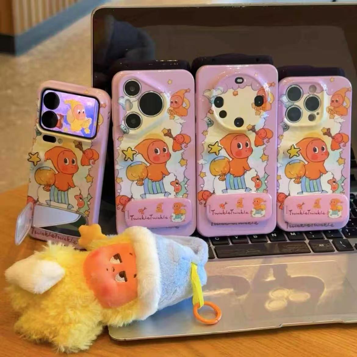 Cute Twinkle Cartoons Mirror Kickstand Case For iPhone 17 16 15 14 13 12 11 Pro Max Plus XR XS