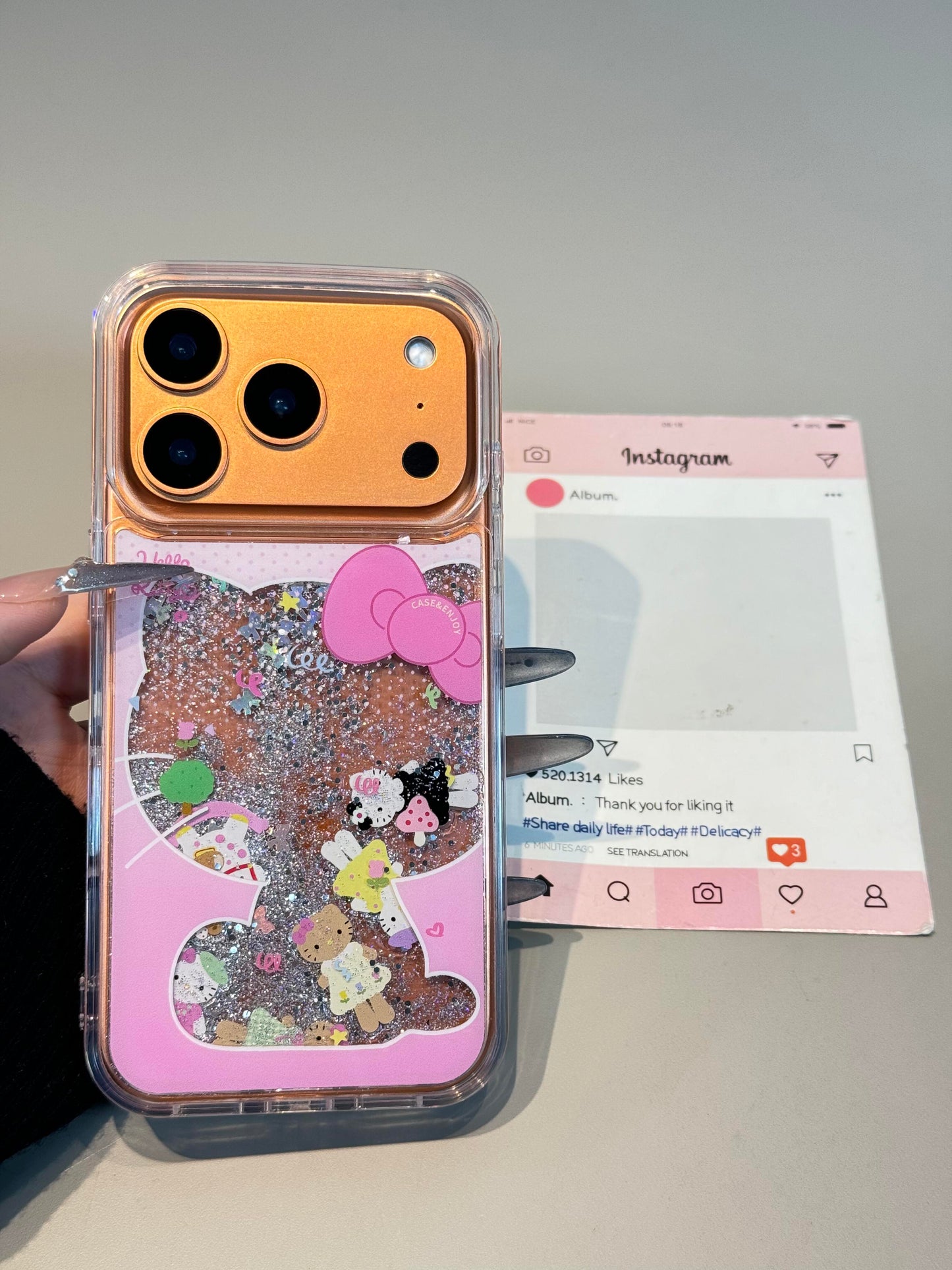 Kitty Bling Glitter Liquid Quicksand Clear Cute Kawaii Phone Case