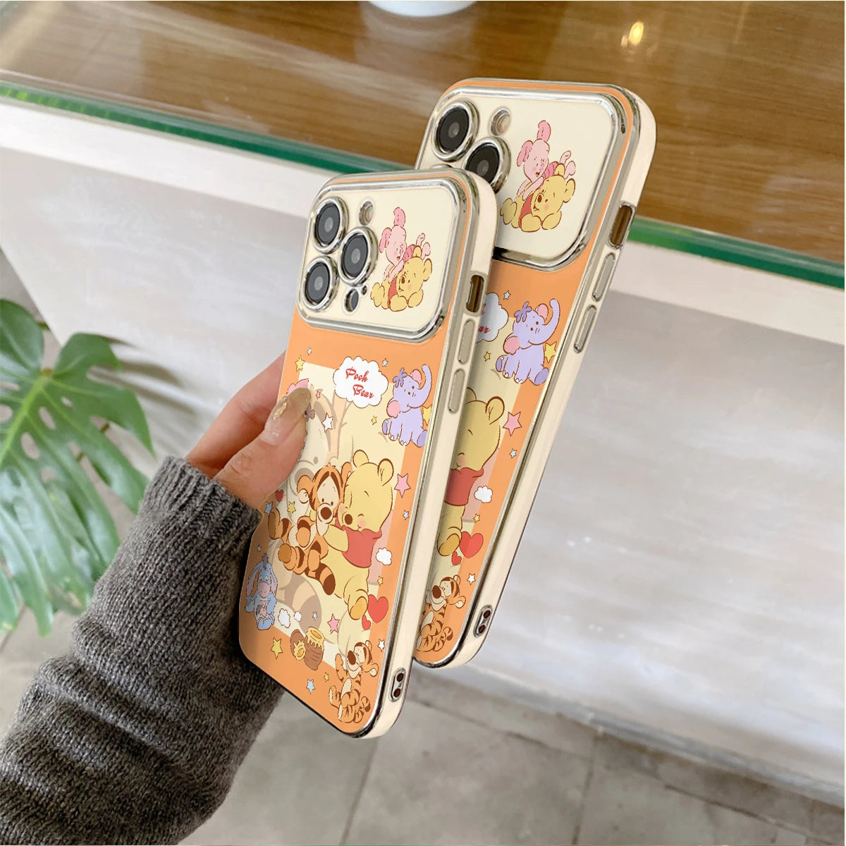 Coque de protection en TPU Winnie l'Ourson pour iPhone 17 Pro Max, 16, 15, 14, 13, 12, 11, SE, 7 et 8