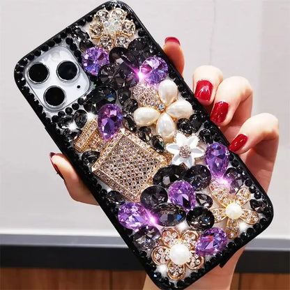 Perfume Bottle Pearl Sparkling Rhinestone Phone Case For iPhone Glitter Diamond Back Cover