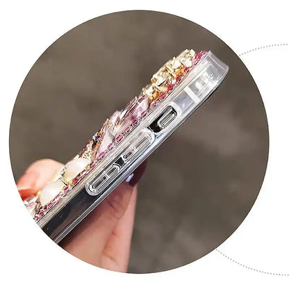 Perfume Bottle Pearl Sparkling Rhinestone Phone Case For iPhone Glitter Diamond Back Cover