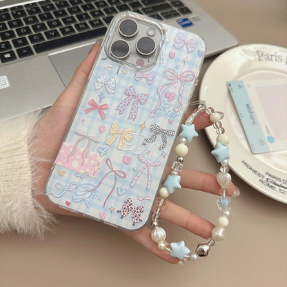 Cute Bow With Bracelet IMD Phone Case for iPhone 17 16 15 14 13 12 11 Pro Max X Xr 7 8