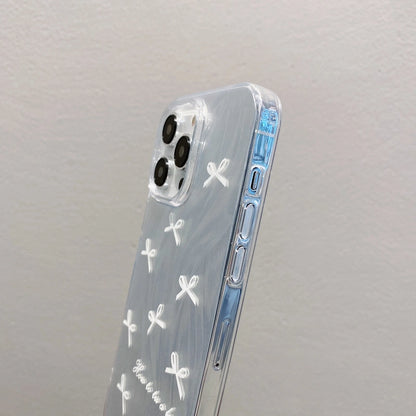 Coque de téléphone IMD avec joli nœud et bracelet pour iPhone 17, 16, 15, 14, 13, 12, 11 Pro Max, X, XR, 7 et 8