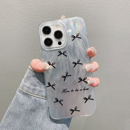 Coque de téléphone IMD avec joli nœud et bracelet pour iPhone 17, 16, 15, 14, 13, 12, 11 Pro Max, X, XR, 7 et 8