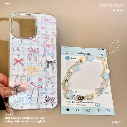 Cute Bow With Bracelet IMD Phone Case for iPhone 17 16 15 14 13 12 11 Pro Max X Xr 7 8