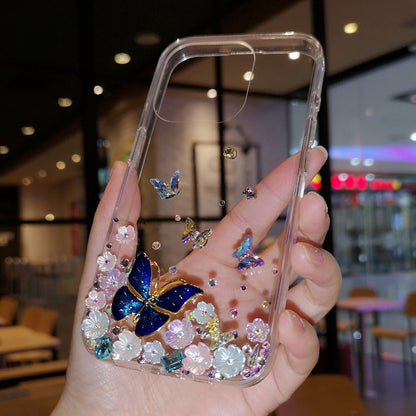 Handmade Minimalist Butterflies with Flowers iPhone Case for iPhone 16 15 14 13 12 11 Plus Pro Max