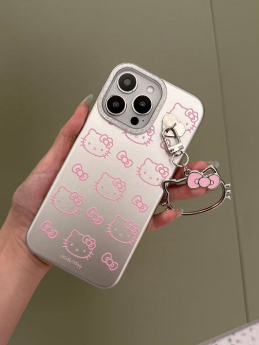 Kitty Silver with Hollow Pendant Cute Kawaii Phone Case