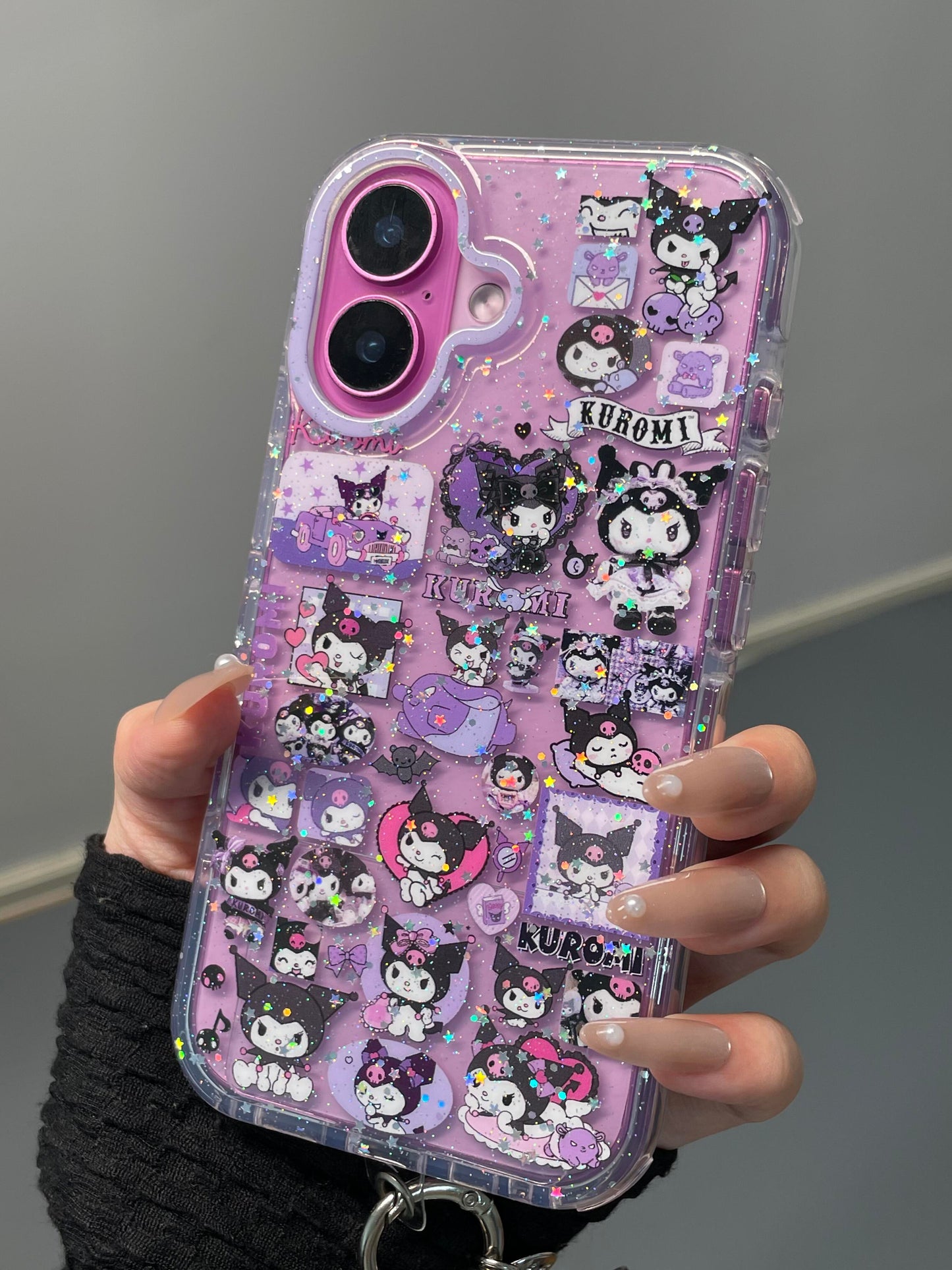 kuro Purple Glitter Clear Cute Kawaii Phone Case