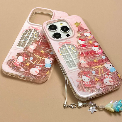 Girly Pink Glitter Christmas Tree Phone Case