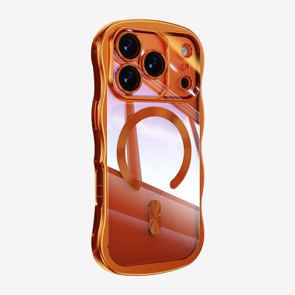 Orange phone case with clear back on a white background