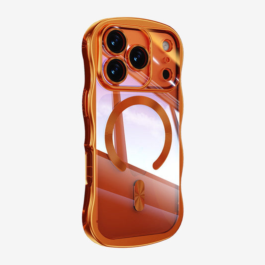Orange phone case with clear back on a white background
