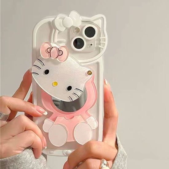 Cute 3D Cartoon Cat With Makeup Mirror iPhone Case – SRYSEP