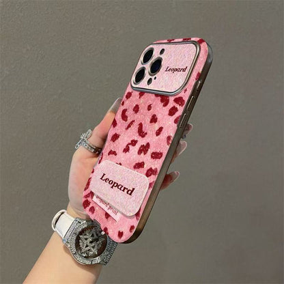 Pink Leopard Glitter Phone Case For iPhone 17 16 15 14 13 12 Pro Max Plus 11 XR