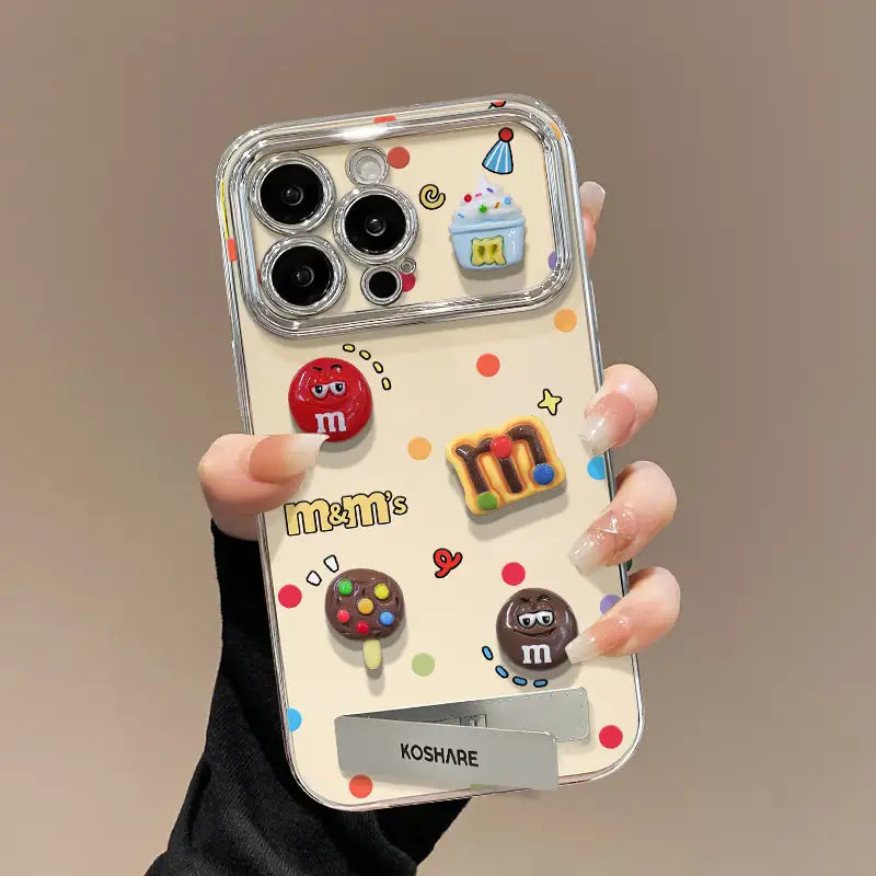 Bonita funda de silicona con espejo y soporte para iPhone 17, 16, 15, 14, 13, 12, 11 Pro Max, X, Xr, 7 y 8