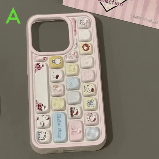 Cute Kitty 3D Keyboard Cartoon Back Cover for iPhone Case