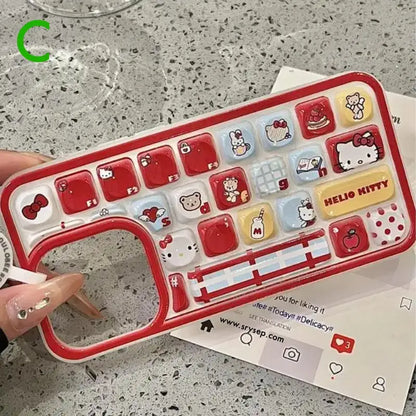 Cute Kitty 3D Keyboard Cartoon Back Cover for iPhone Case