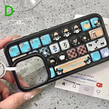 Cute Kitty 3D Keyboard Cartoon Back Cover for iPhone Case