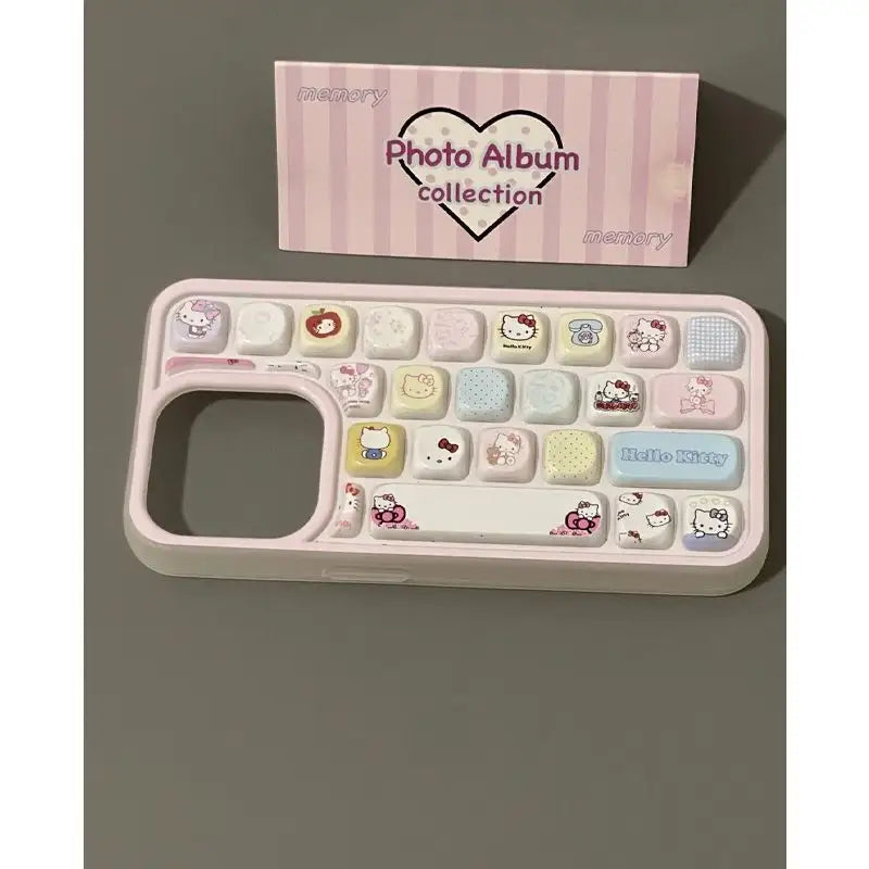 Cute Kitty 3D Keyboard Cartoon Back Cover for iPhone Case