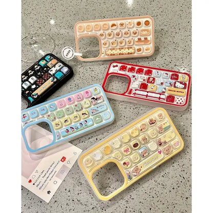 Cute Kitty 3D Keyboard Cartoon Back Cover for iPhone Case